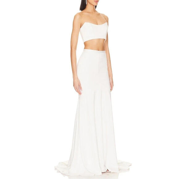 Katie May Noel and Jean Mimi Off White Bridal Maxi Skirt with Train S $495msrp - Picture 2 of 12